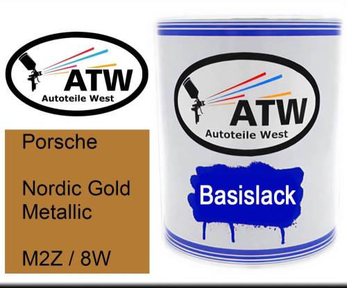 Porsche, Nordic Gold Metallic, M2Z / 8W: 1L Lackdose, von ATW Autoteile West.